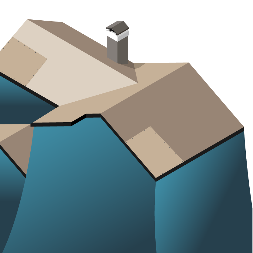 A house roof with a chimney