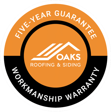 Five year guarantee workmanship warranty by Oaks Roofing