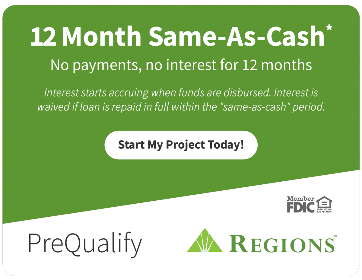 Regions Bank financing offer with 12 month same as cash option